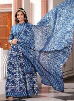 Cotton Blue Festival Wear Printed Ready To Wear Lehenga Choli